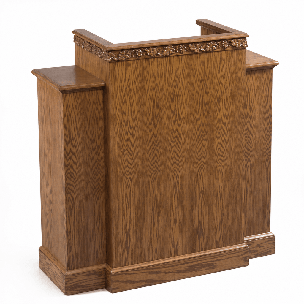 Winged Scrollwork Wood Church Pulpit (PS-500W) Church Wood Pulpit NO 500W Light Oak 35 - thePodiumsStore