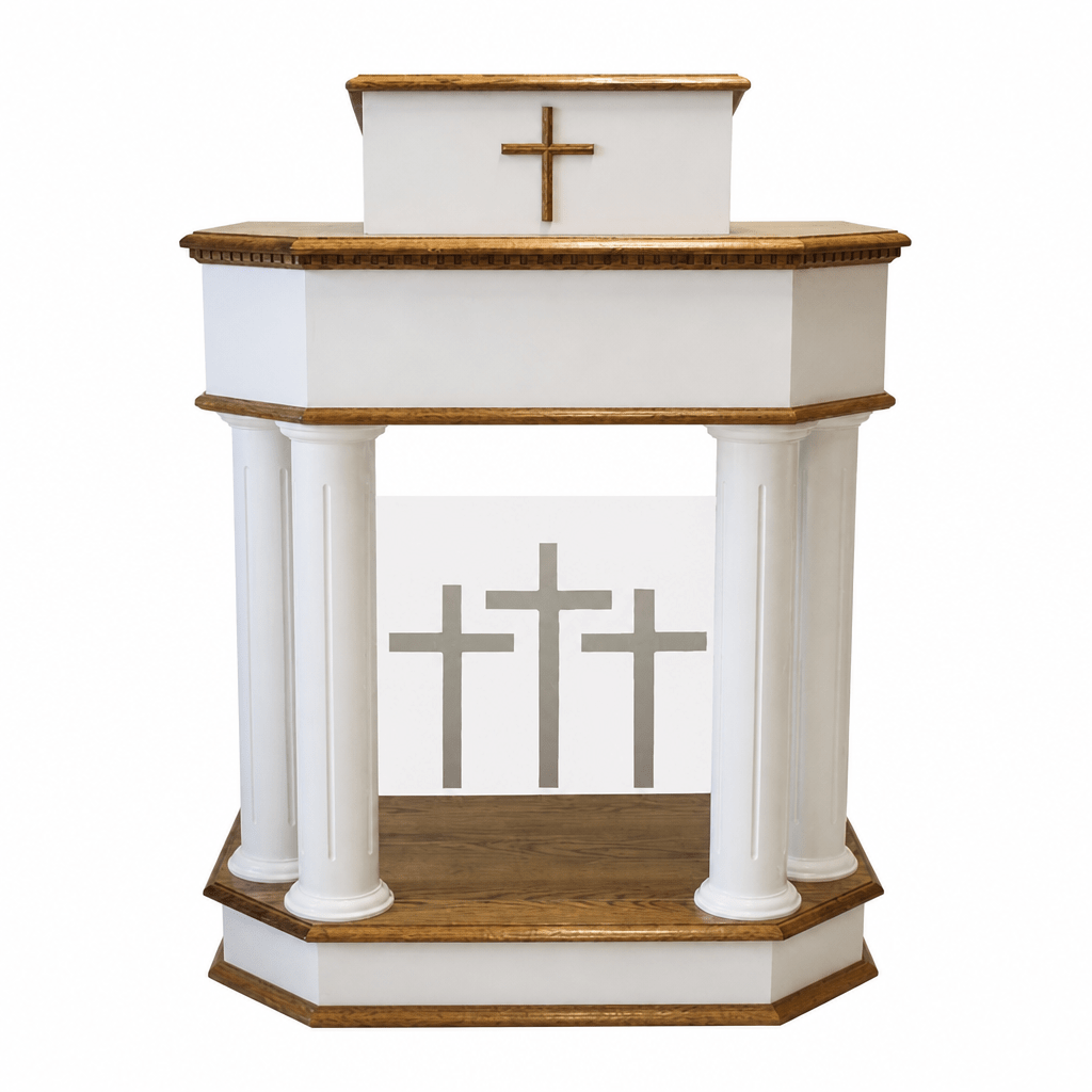 Winged Wood & Acrylic Church Pulpit (PS-830W) Wood & Acrylic Pulpit 830W Light Oak 35 - thePodiumsStore