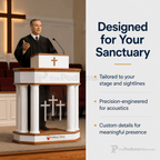 Winged Wood & Acrylic Church Pulpit (PS-830W) Wood & Acrylic Pulpit 830W Light Oak 35 - thePodiumsStore