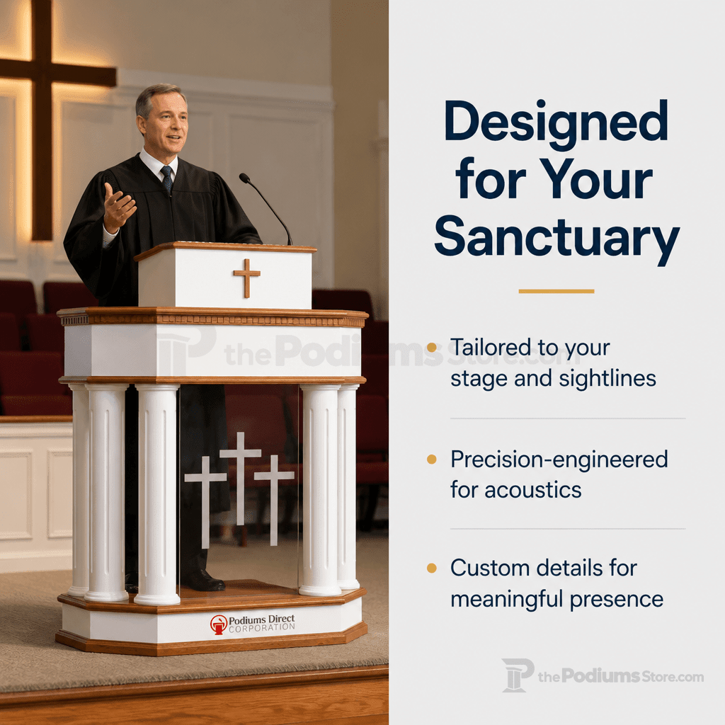 Winged Wood & Acrylic Church Pulpit (PS-830W) Wood & Acrylic Pulpit 830W Light Oak 35 - thePodiumsStore