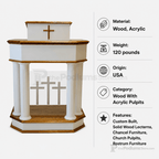 Winged Wood & Acrylic Church Pulpit (PS-830W) Wood & Acrylic Pulpit 830W Light Oak 35 - thePodiumsStore