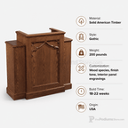 Winged Wood Church Pulpit (PS-200W) Church Wood Pulpit NO 200W Light Oak 35 - thePodiumsStore