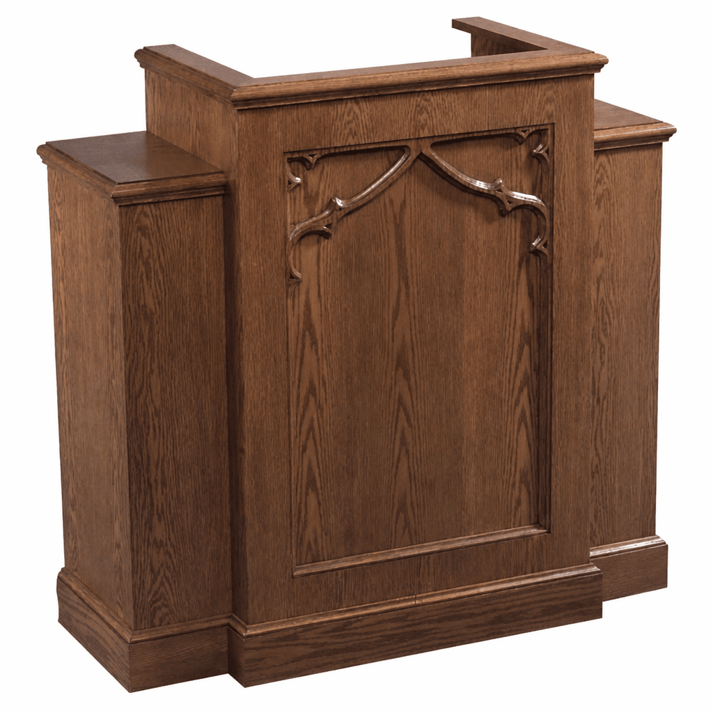 Winged Wood Church Pulpit (PS-200W) Church Wood Pulpit NO 200W Light Oak 35 - thePodiumsStore