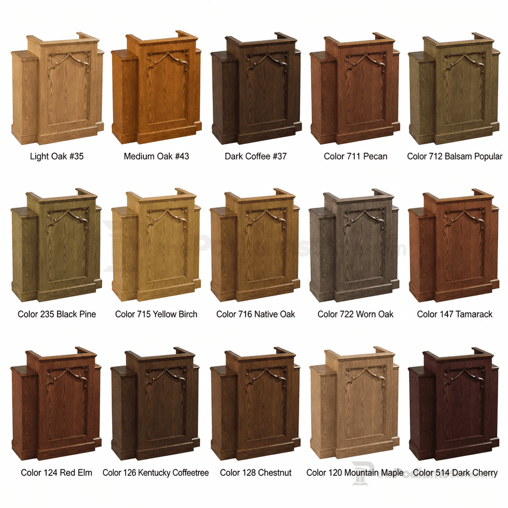 Winged Wood Church Pulpit (PS-200W) Church Wood Pulpit NO 200W Light Oak 35 - thePodiumsStore