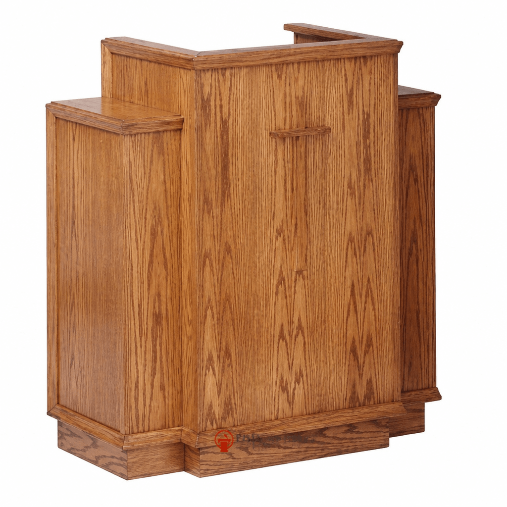 Winged Wood Church Pulpit (PS-400W) Church Wood Pulpit NO 400W Light Oak 35 No Cross - thePodiumsStore