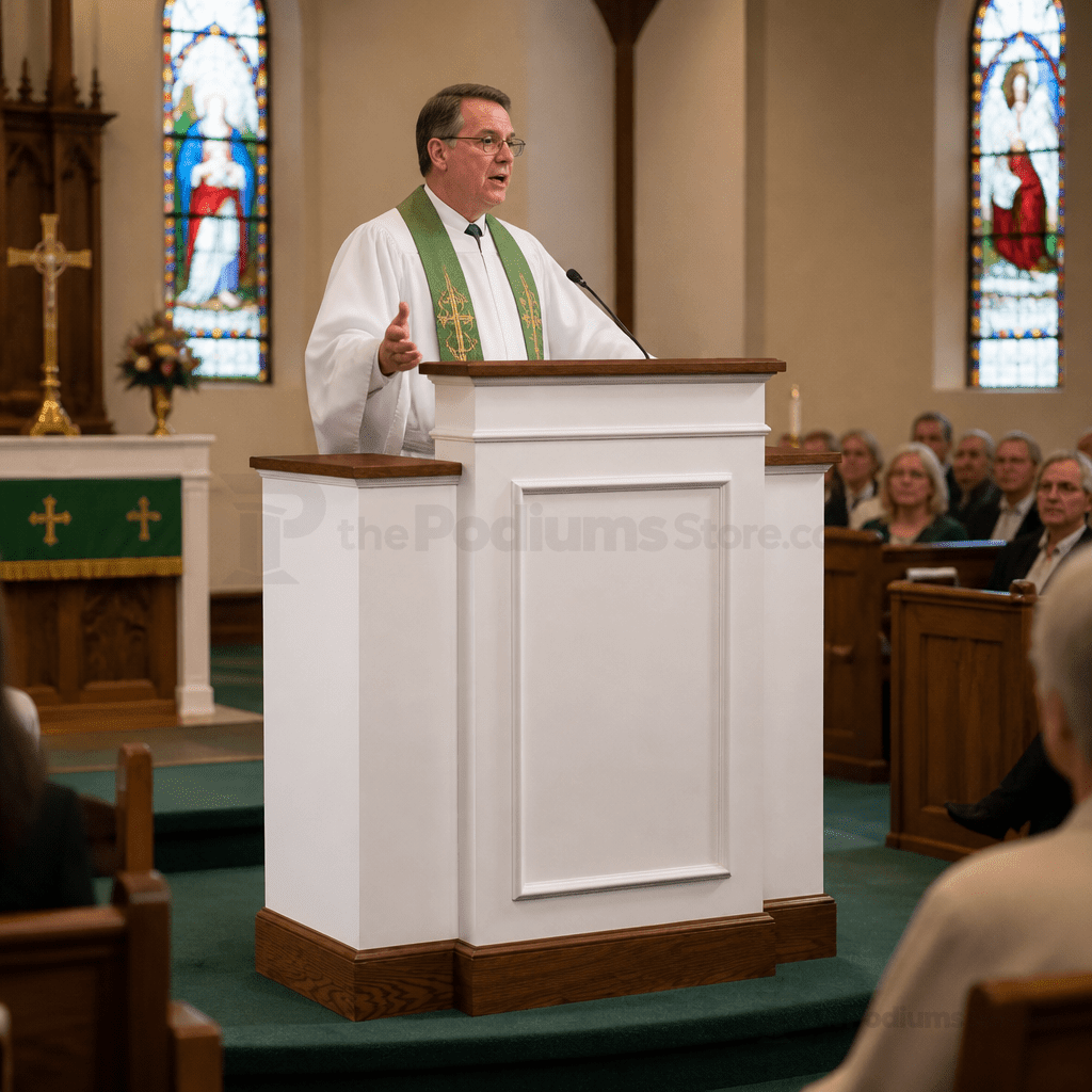 Winged Wood Church Pulpit (PS-810W) Church Wood Pulpit NO. 810W Light Oak 35 - thePodiumsStore