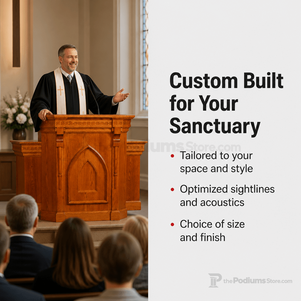 Winged Wood Church Pulpit (PS-900W) Church Wood Pulpit NO 900W-1 900W-1 - thePodiumsStore