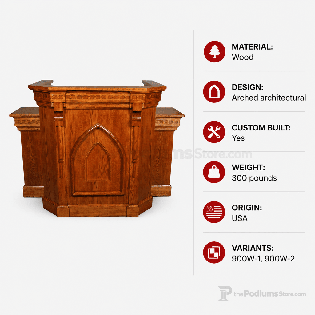 Winged Wood Church Pulpit (PS-900W) Church Wood Pulpit NO 900W-1 900W-1 - thePodiumsStore
