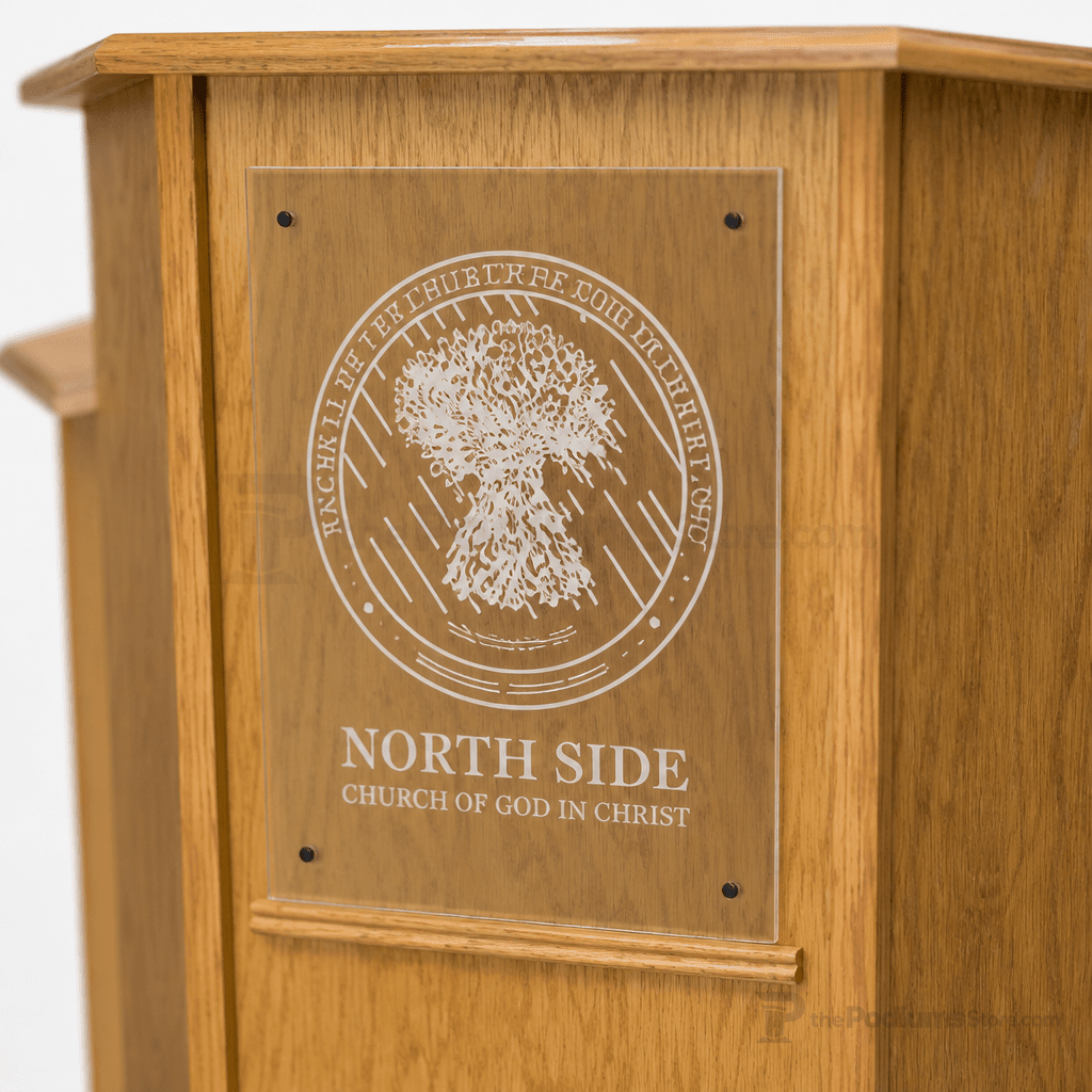 Winged Wood Church Pulpit (PS-NC1W) Church Wood Pulpit NC1W Light Oak 35 - thePodiumsStore