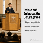 Winged Wood Church Pulpit (PS-NC1W) Church Wood Pulpit NC1W Light Oak 35 - thePodiumsStore