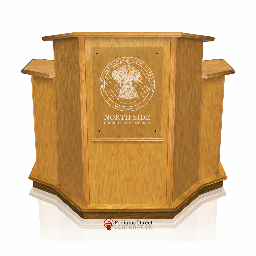 Winged Wood Church Pulpit (PS-NC1W) Church Wood Pulpit NC1W Light Oak 35 - thePodiumsStore