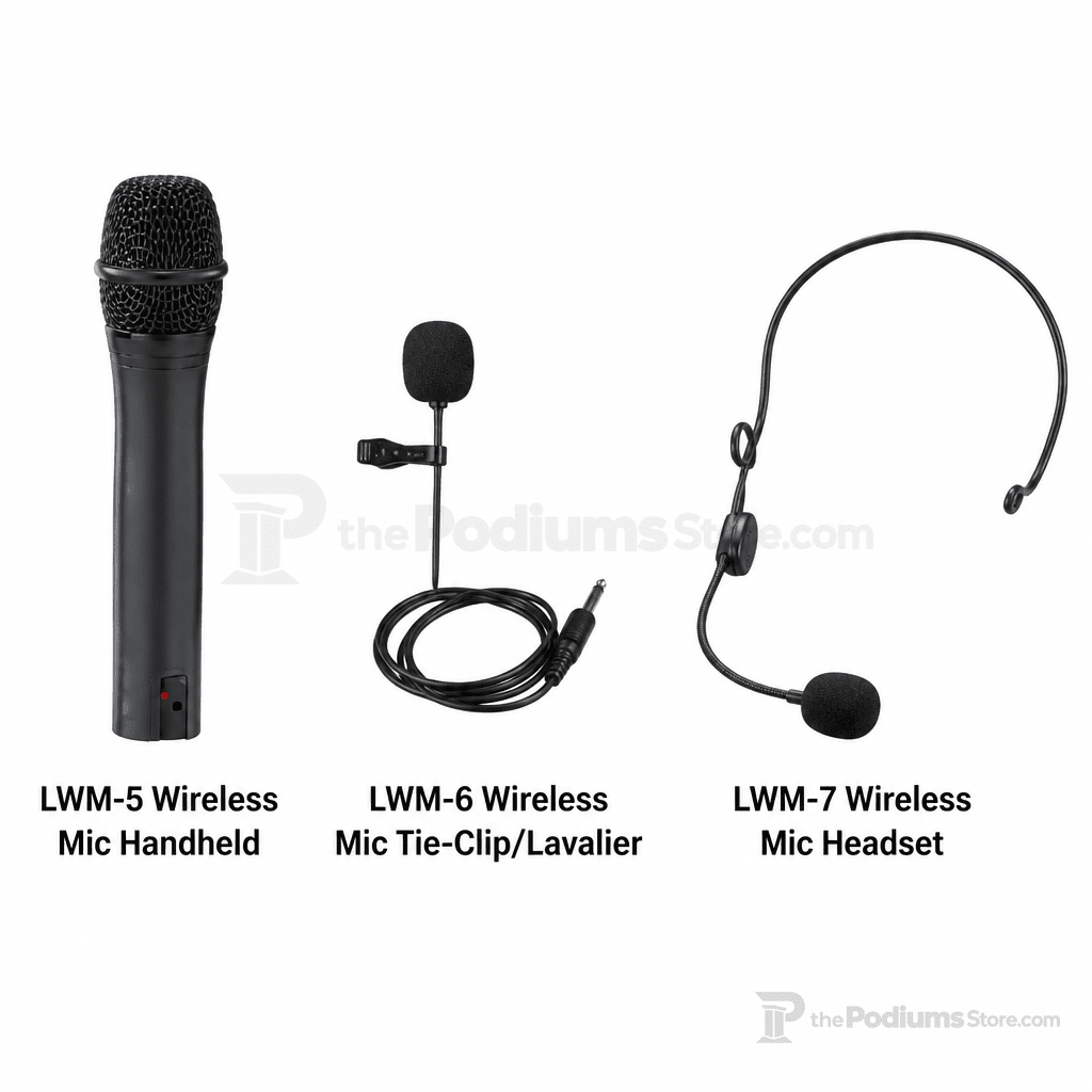 Wireless PA System (PS-PRA-8000) PA System PRA-8000/PRA8-5 LWM-5 Wireless Mic Handheld - thePodiumsStore