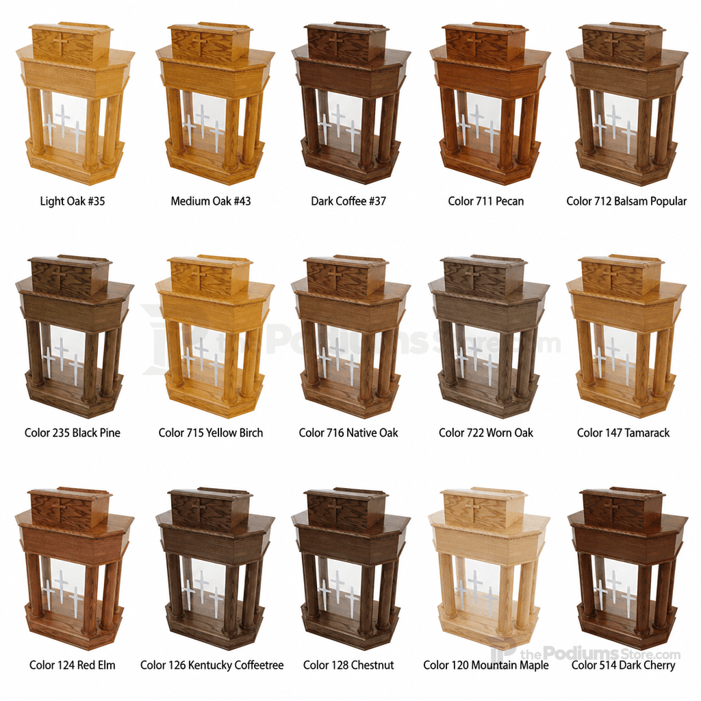 Wood & Acrylic Church Pulpit (PS-830) Wood & Acrylic Pulpit 830 Light Oak 35 - thePodiumsStore
