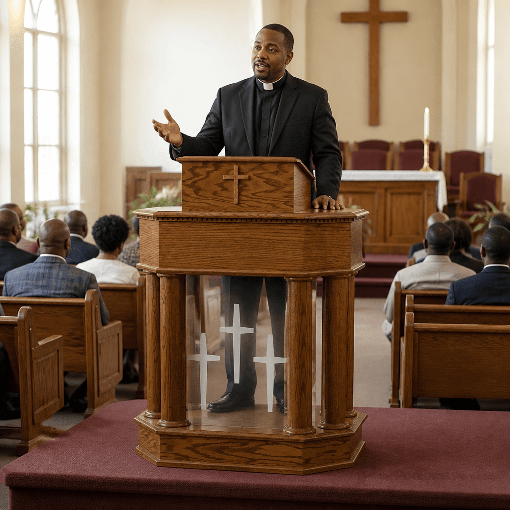 Wood & Acrylic Church Pulpit (PS-830) Wood & Acrylic Pulpit 830 Light Oak 35 - thePodiumsStore