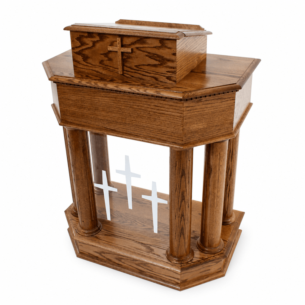 Wood & Acrylic Church Pulpit (PS-830) Wood & Acrylic Pulpit 830 Light Oak 35 - thePodiumsStore