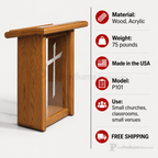Wood & Acrylic Church Pulpit (PS-P101) Wood & Acrylic Pulpit P101 Light Oak 35 - thePodiumsStore