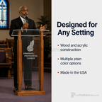 Wood & Acrylic Church Pulpit (PS-P104) Wood & Acrylic Pulpit P104 Light Oak 35 No Routed Cross - thePodiumsStore