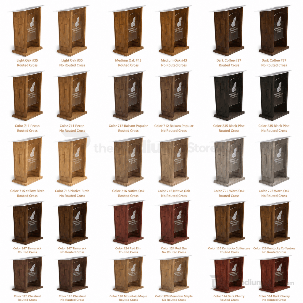 Wood & Acrylic Church Pulpit (PS-P104) Wood & Acrylic Pulpit P104 Light Oak 35 No Routed Cross - thePodiumsStore