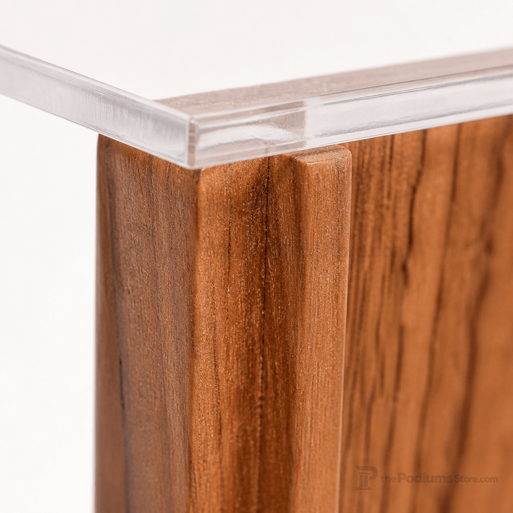 Wood & Acrylic Church Pulpit (PS-P104) Wood & Acrylic Pulpit P104 Light Oak 35 No Routed Cross - thePodiumsStore