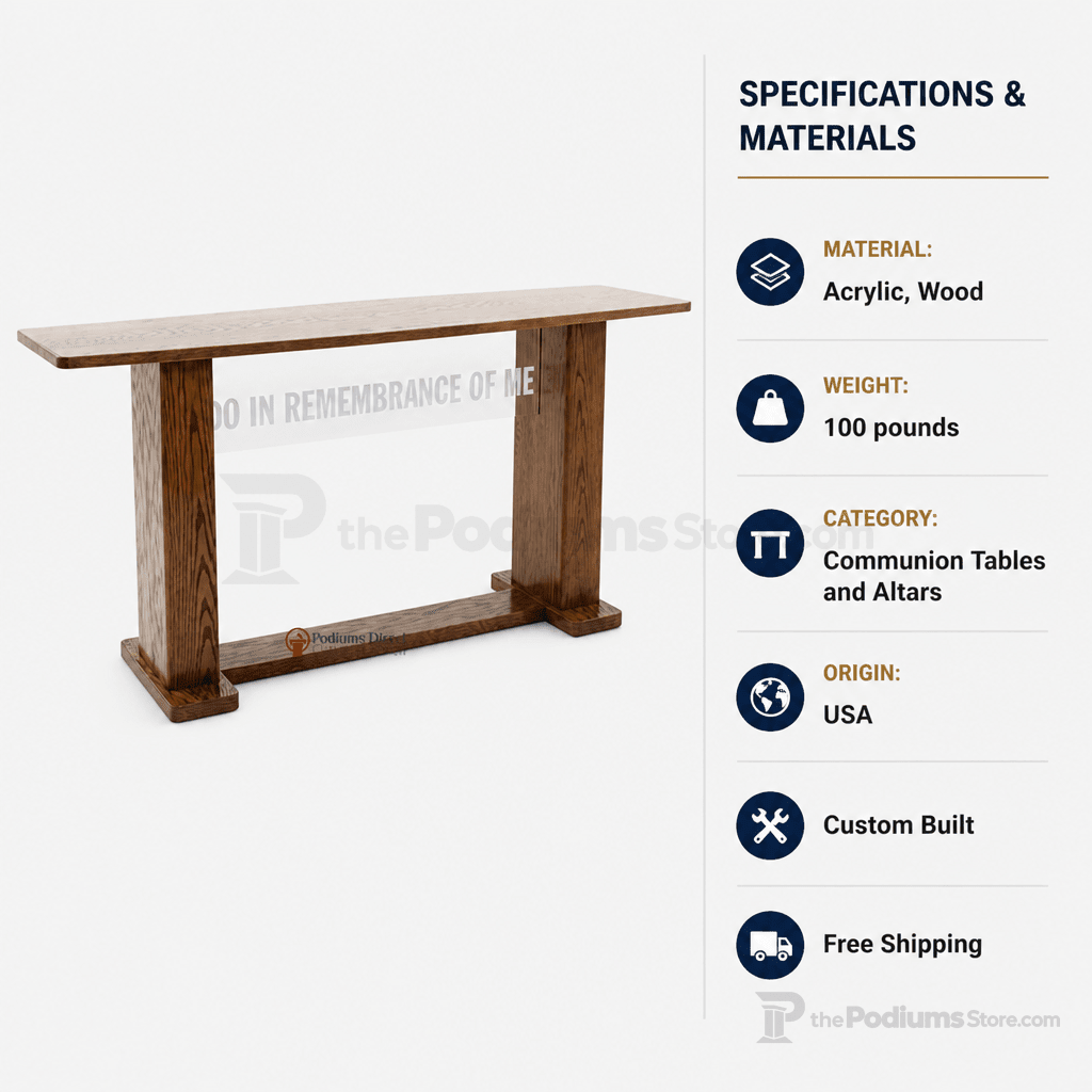 Wood & Acrylic Communion Table (PS-780) Communion Table 780 Light Oak 35 - thePodiumsStore