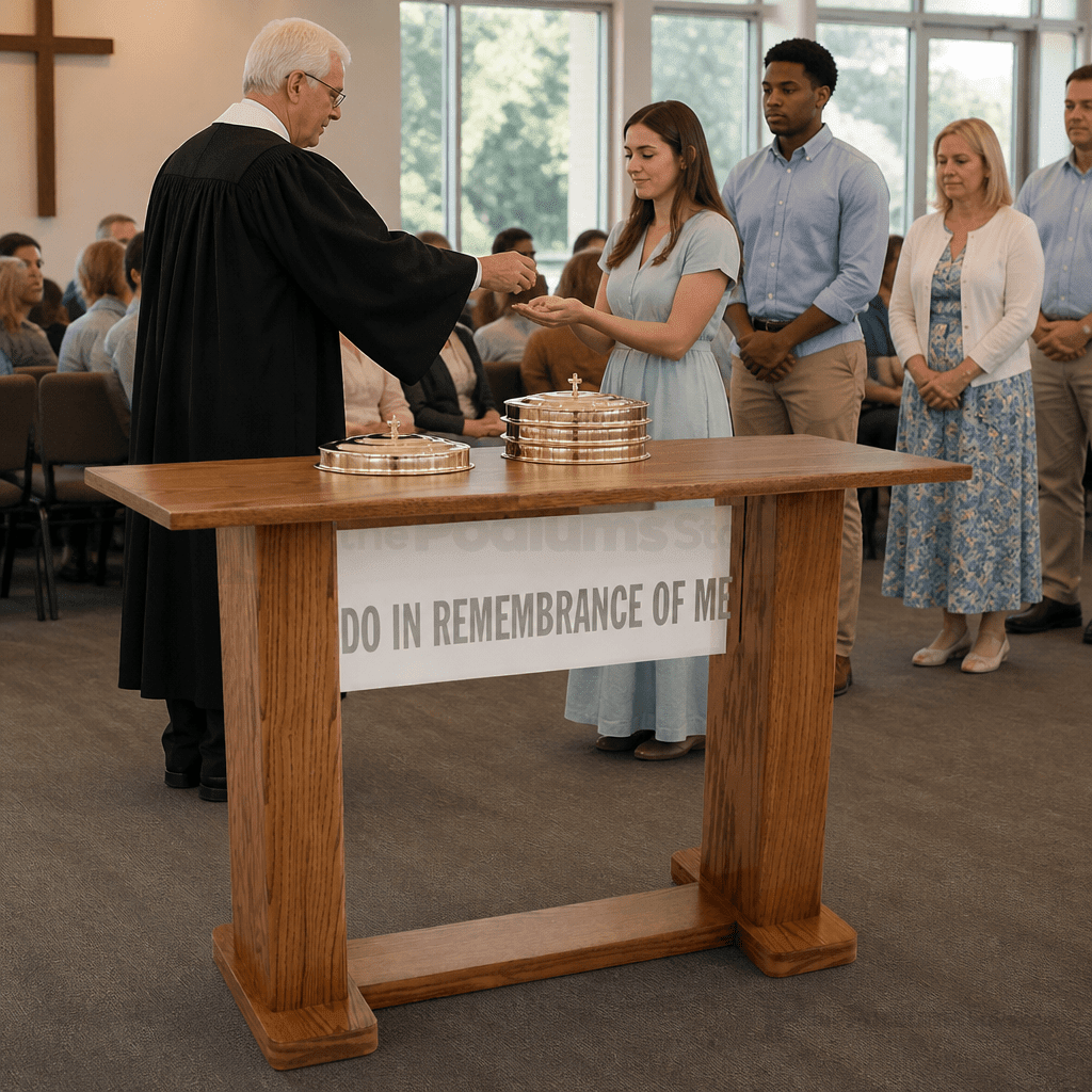 Wood & Acrylic Communion Table (PS-781) Communion Table 781 Light Oak 35 - thePodiumsStore