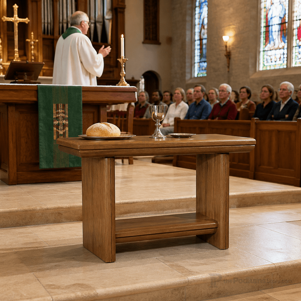 Wood & Acrylic Communion Table (PS-P201) Communion Table P201 Light Oak 35 - thePodiumsStore