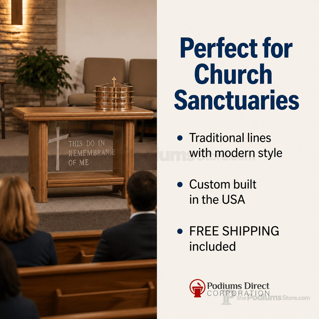 Wood & Acrylic Communion Table (PS-P201) Communion Table P201 Light Oak 35 - thePodiumsStore