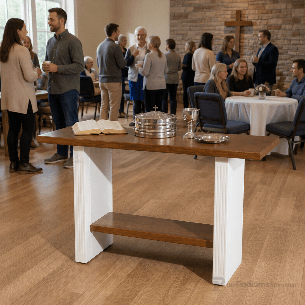 Wood & Acrylic Communion Table (PS-P203) Communion Table P203 Light Oak 35 - thePodiumsStore