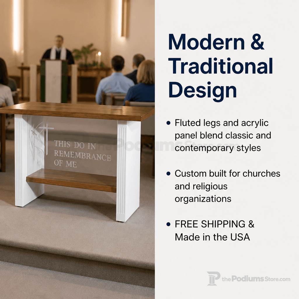 Wood & Acrylic Communion Table (PS-P203) Communion Table P203 Light Oak 35 - thePodiumsStore