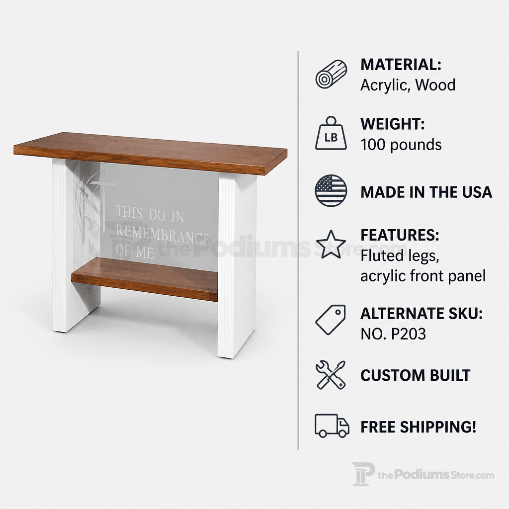 Wood & Acrylic Communion Table (PS-P203) Communion Table P203 Light Oak 35 - thePodiumsStore