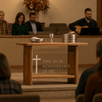 Wood & Acrylic Communion Table (PS-P204) Communion Table P204 Light Oak 35 No Routed Cross - thePodiumsStore