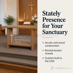 Wood & Acrylic Communion Table (PS-P204) Communion Table P204 Light Oak 35 No Routed Cross - thePodiumsStore