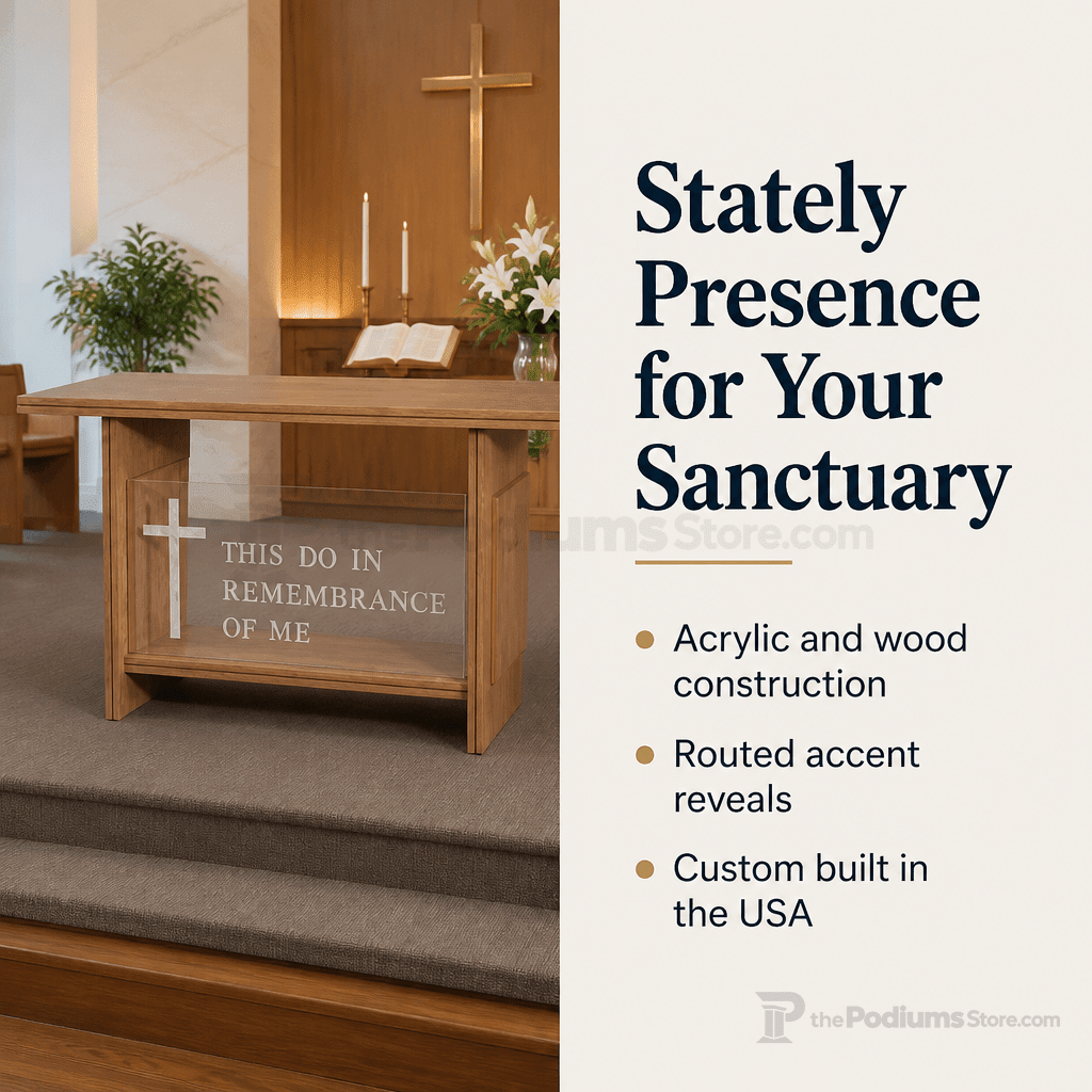 Wood & Acrylic Communion Table (PS-P204) Communion Table P204 Light Oak 35 No Routed Cross - thePodiumsStore