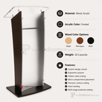Wood & Acrylic Public Speaking Stand Wood & Acrylic Pulpit CVWDLCTMPF Frosted Maple - thePodiumsStore