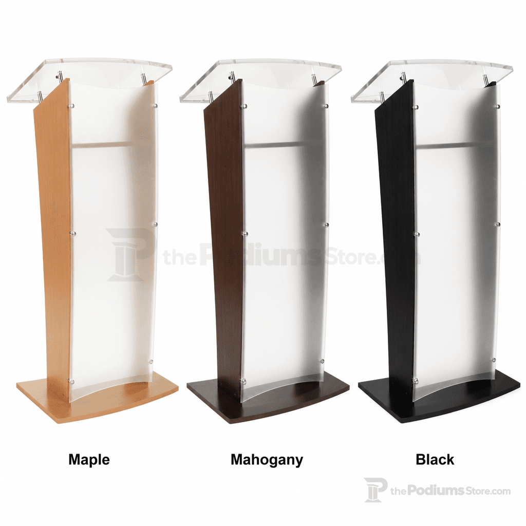 Wood & Acrylic Public Speaking Stand Wood & Acrylic Pulpit CVWDLCTMPF Frosted Maple - thePodiumsStore
