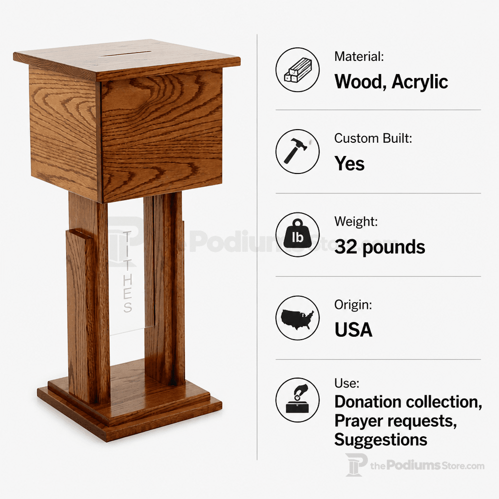Wood & Acrylic Tithe & Prayer Box (PS-719) Tithe & Prayer Box 719 Light Oak 35 - thePodiumsStore