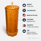 Wood Baptismal Font (PS-400) Baptismal Font NO 400F Light Oak 35 - thePodiumsStore