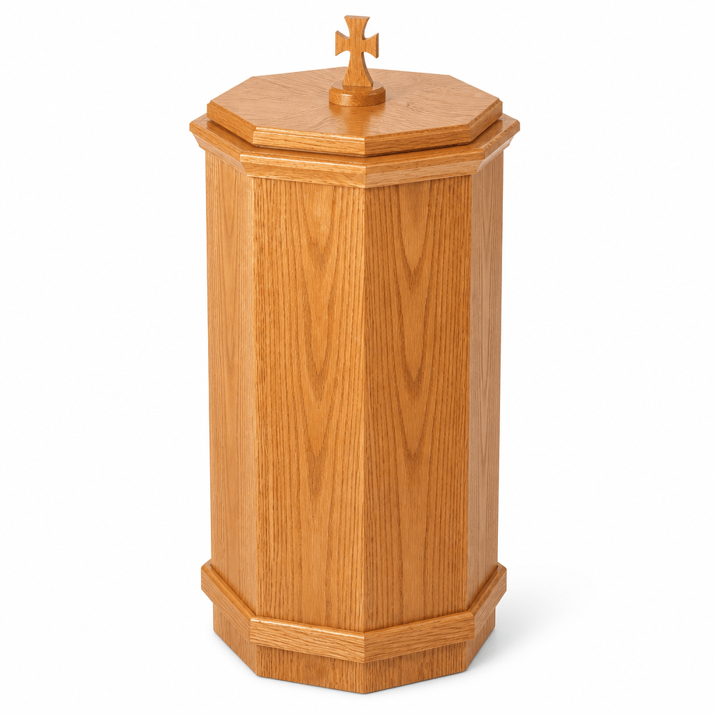 Wood Baptismal Font (PS-400) Baptismal Font NO 400F Light Oak 35 - thePodiumsStore
