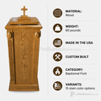 Wood Baptismal Font (PS-TBF-100) Baptismal Font TBF-100 Light Oak 35 - thePodiumsStore