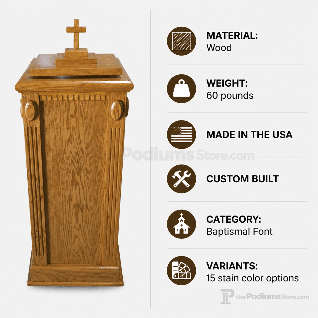 Wood Baptismal Font (PS-TBF-100) Baptismal Font TBF-100 Light Oak 35 - thePodiumsStore