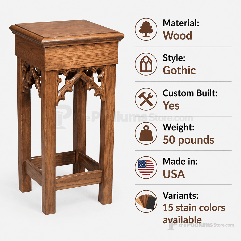 Wood Church Flower Stand (PS-200F) Flower Stand NO 200F Light Oak 35 - thePodiumsStore