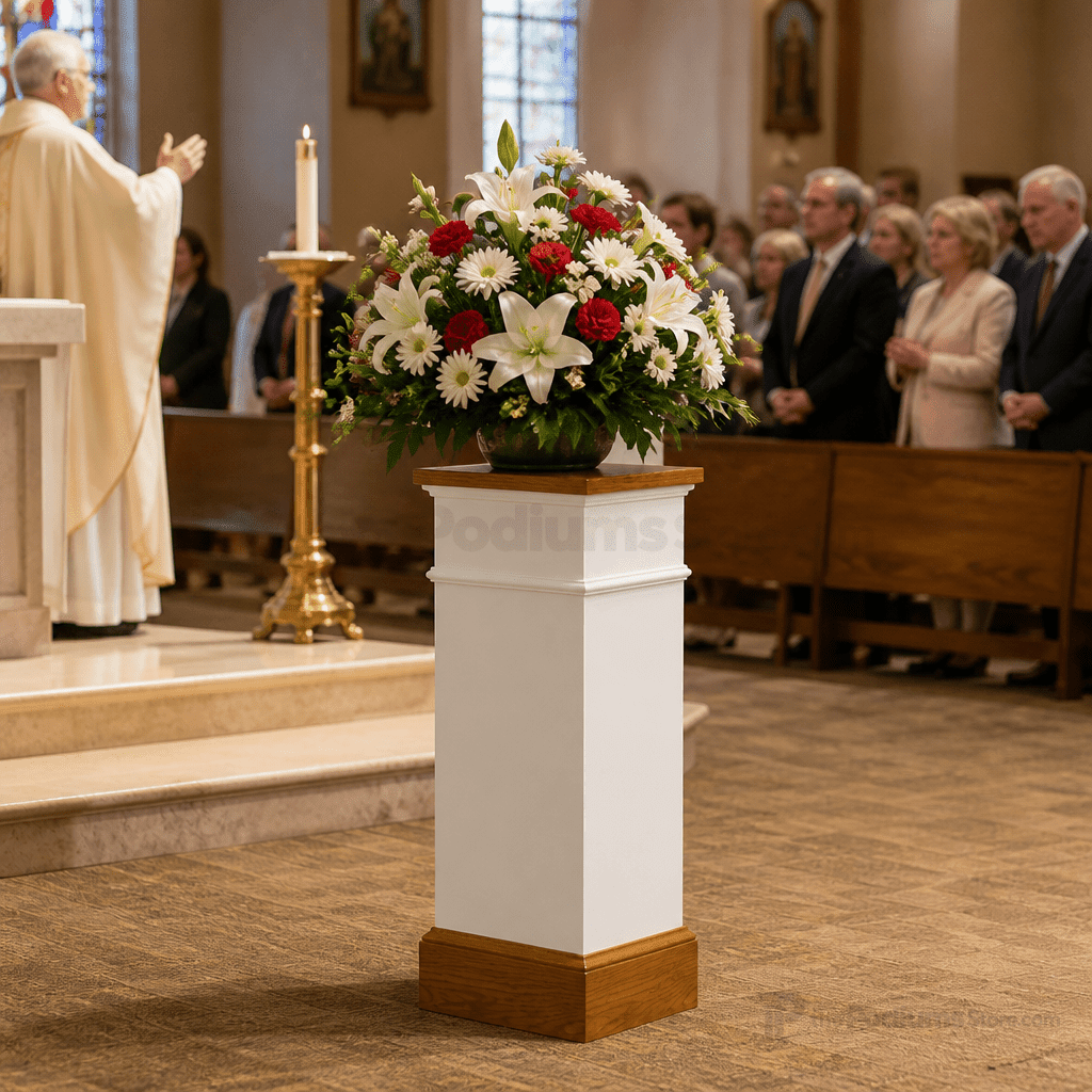Wood Church Flower Stand (PS-810) Flower Stand NO 810 Light Oak 35 - thePodiumsStore