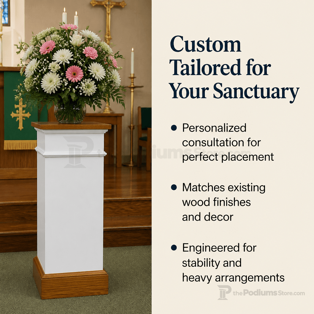 Wood Church Flower Stand (PS-810) Flower Stand NO 810 Light Oak 35 - thePodiumsStore