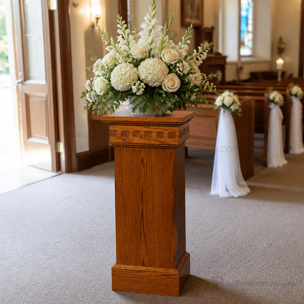 Wood Church Flower Stand (PS-900) Flower Stand NO 900 FLW Light Oak 35 - thePodiumsStore