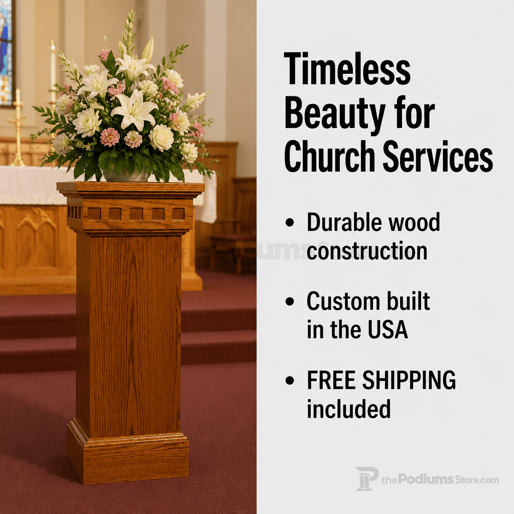 Wood Church Flower Stand (PS-900) Flower Stand NO 900 FLW Light Oak 35 - thePodiumsStore