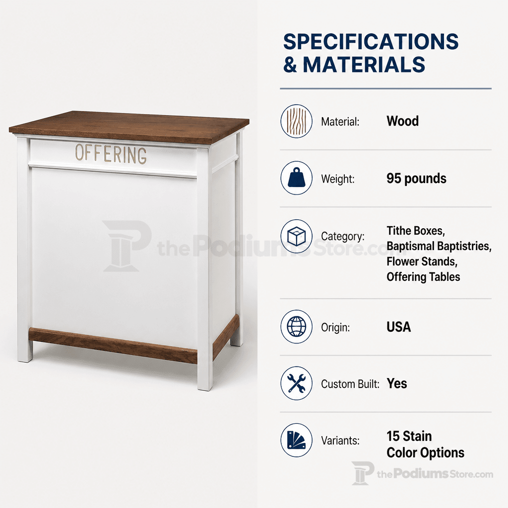 Wood Church Offering Desk (PS-800) Offering Table 800D Light Oak 35 - thePodiumsStore