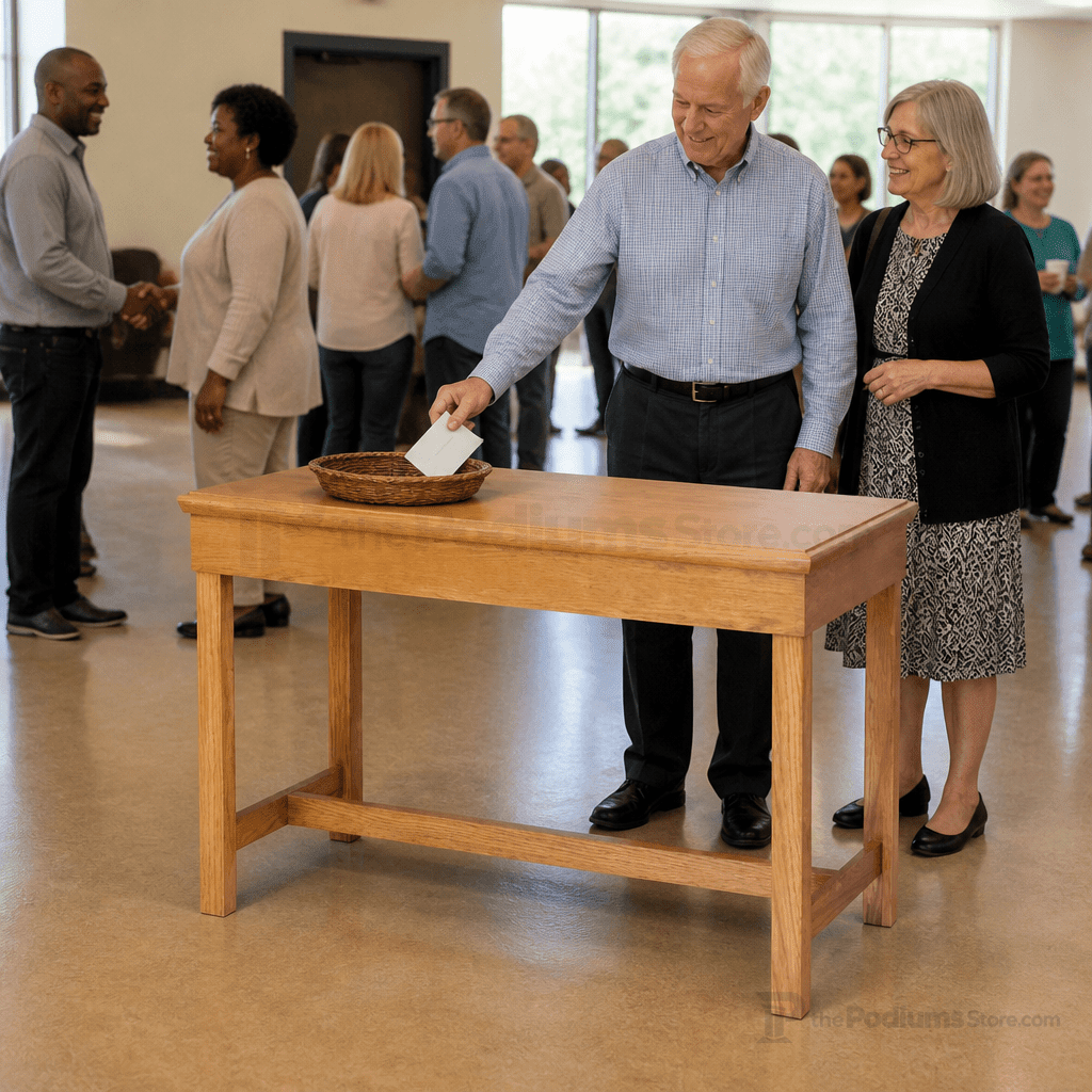 Wood Church Offering Table (PS-305) Offering Table 305 Light Oak 35 - thePodiumsStore