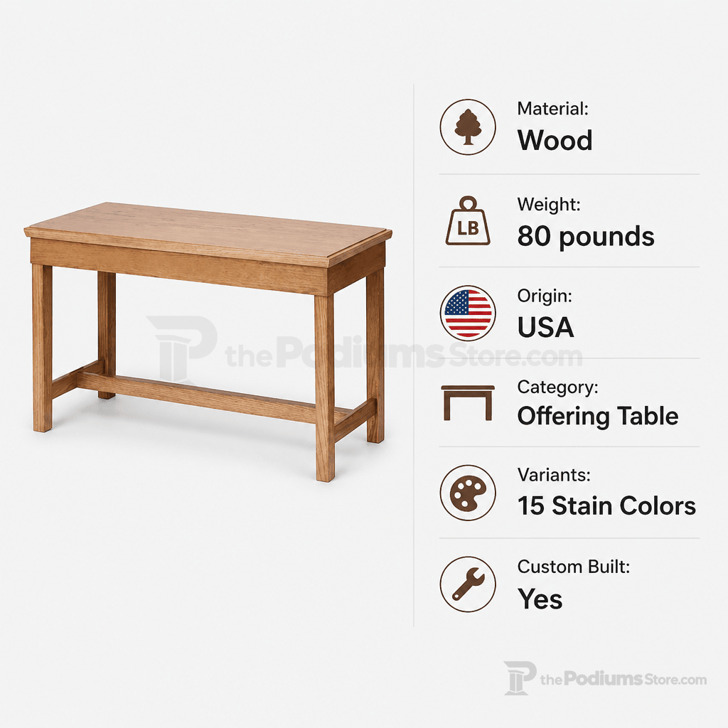 Wood Church Offering Table (PS-305) Offering Table 305 Light Oak 35 - thePodiumsStore