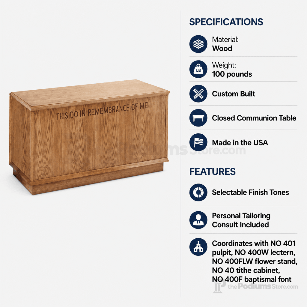 Wood Communion Table (PS-400) Communion Table NO 400 Light Oak 35 - thePodiumsStore