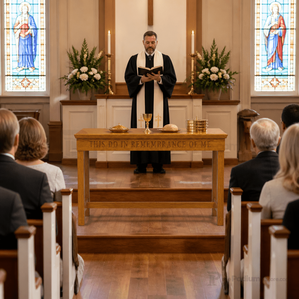 Wood Communion Table (PS-405) Communion Table NO 405 Light Oak 35 - thePodiumsStore